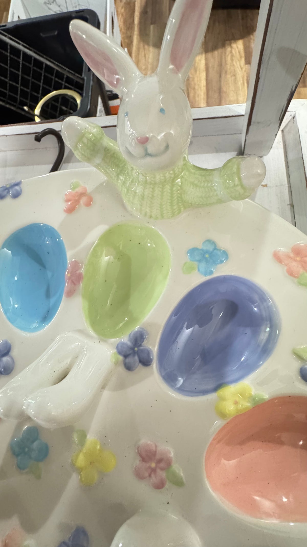 Blossoms & Blooms Easter Bunny Deviled Egg Platter Ceramic Spring Tray