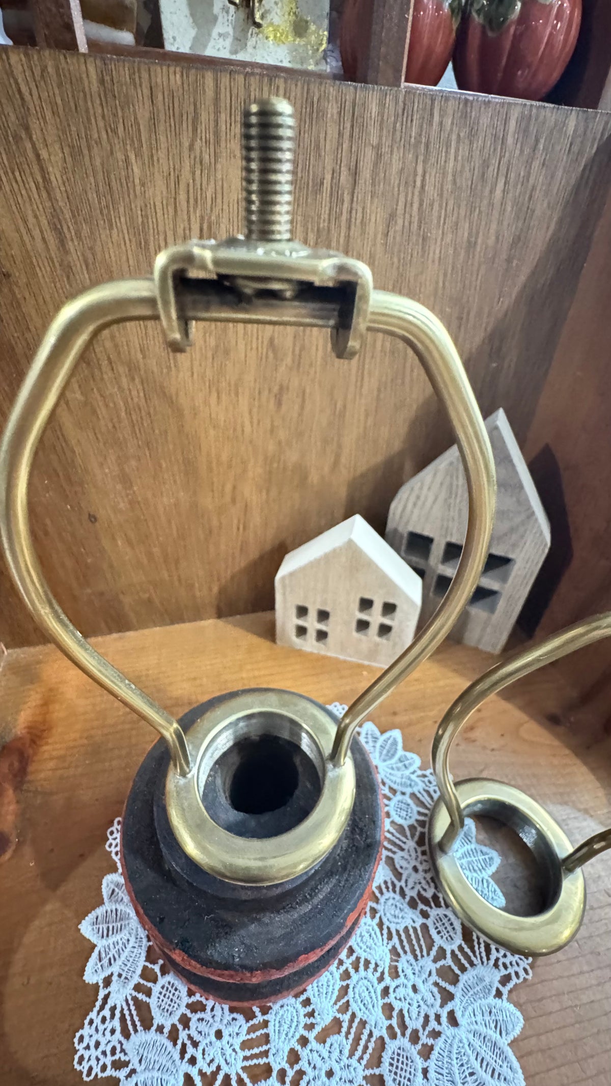 PAIR OF VINTAGE BRASS LAMP HARPS / LAMP HARDWARE