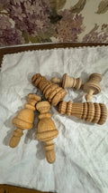 Lot of 6 Solid Wood Furniture Finials & Decorative Turned Wood Pieces
