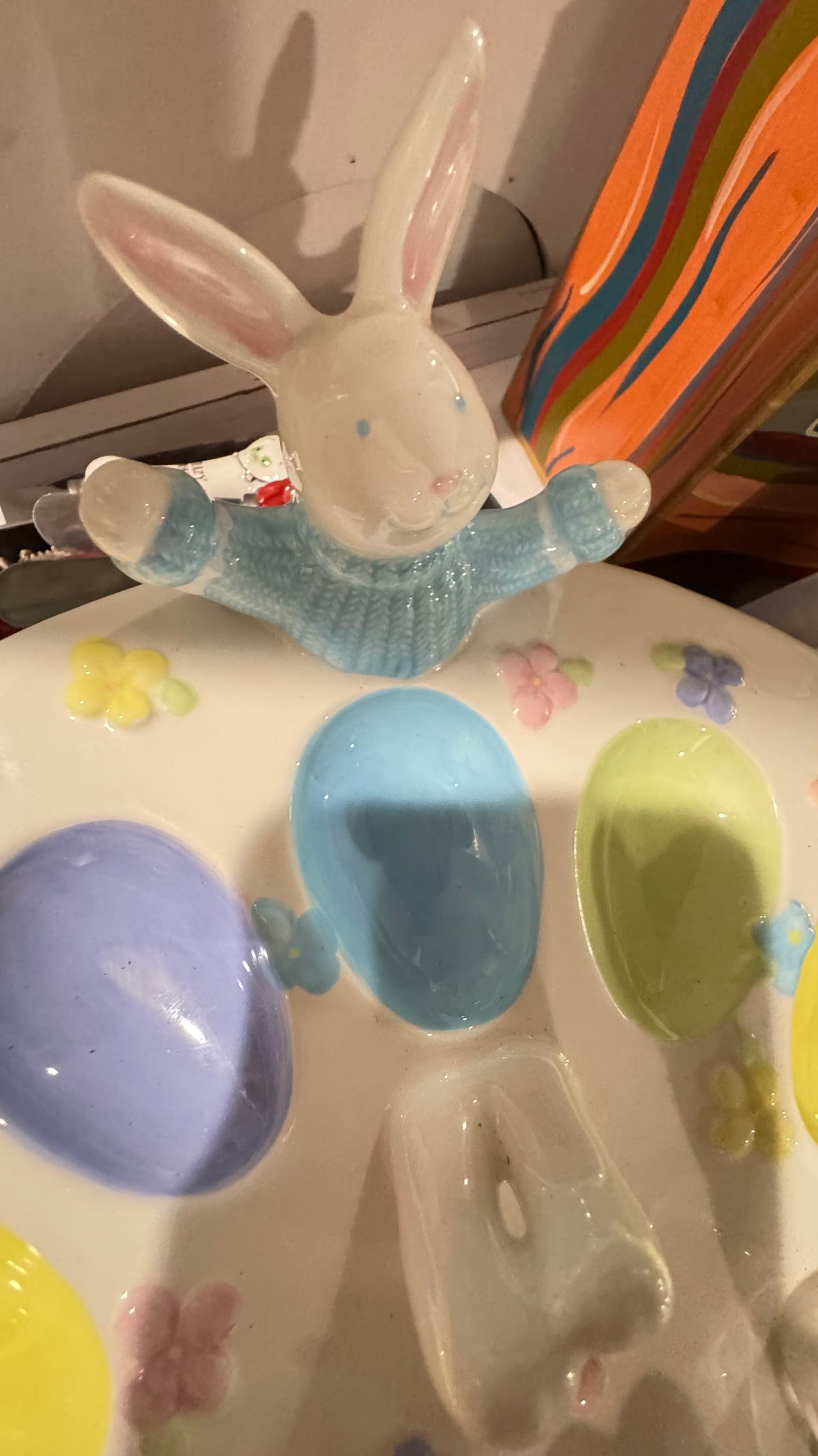Blossoms & Blooms Easter Bunny Deviled Egg Platter Ceramic Spring Tray