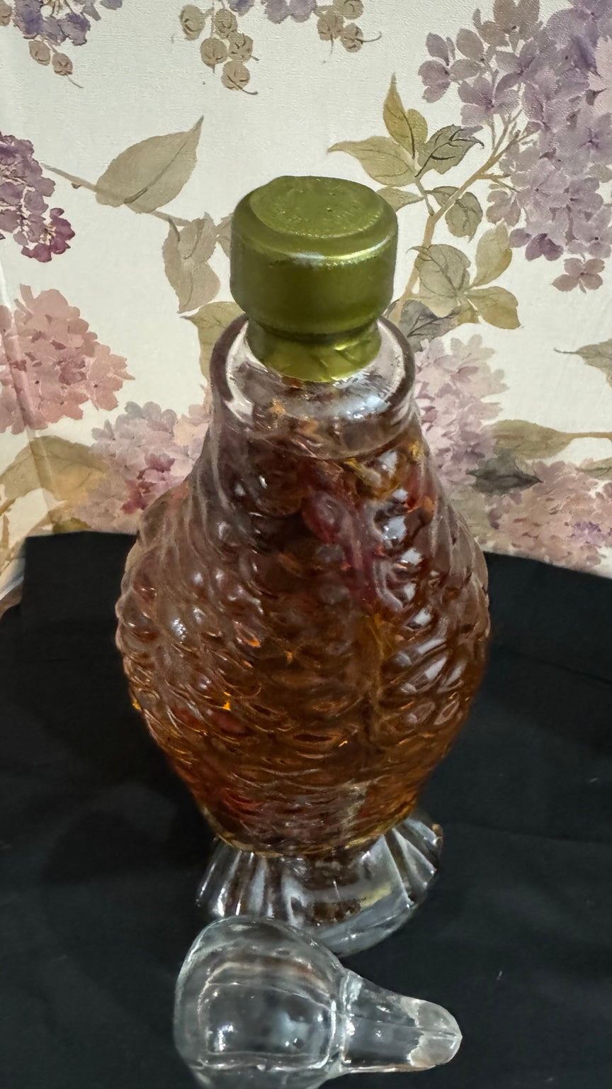 Vintage Duck Glass Decanter with Original Infused Contents & Duck Stopper
