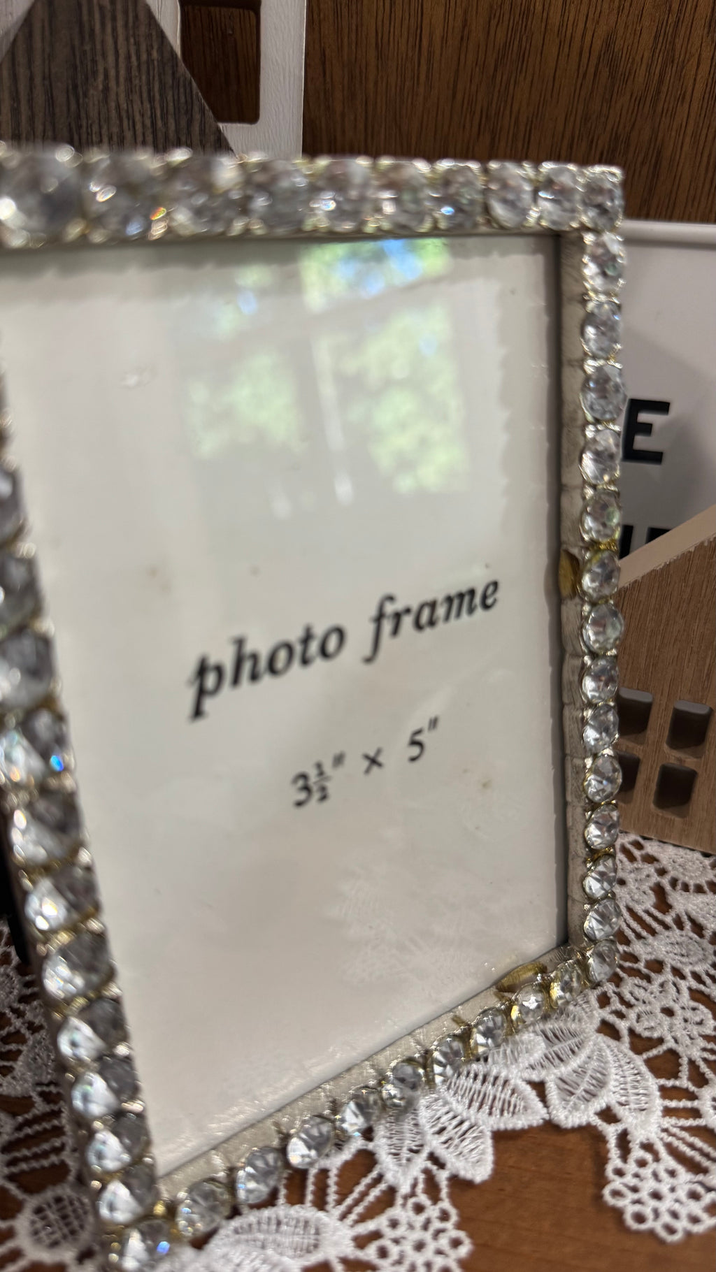 Title: Sparkling Rhinestone Tabletop Photo Frame – 3½″ × 5″