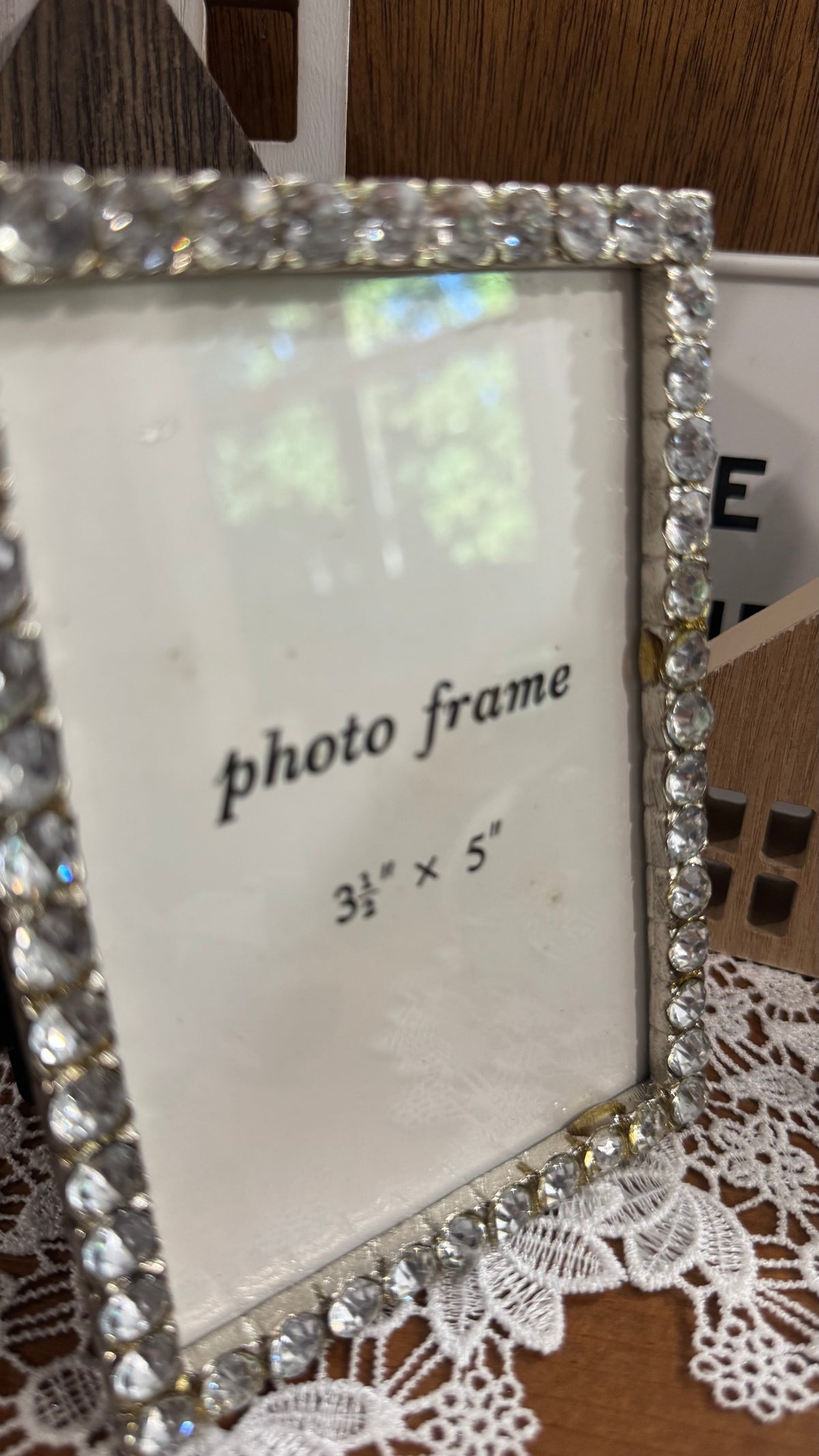 Title: Sparkling Rhinestone Tabletop Photo Frame – 3½″ × 5″