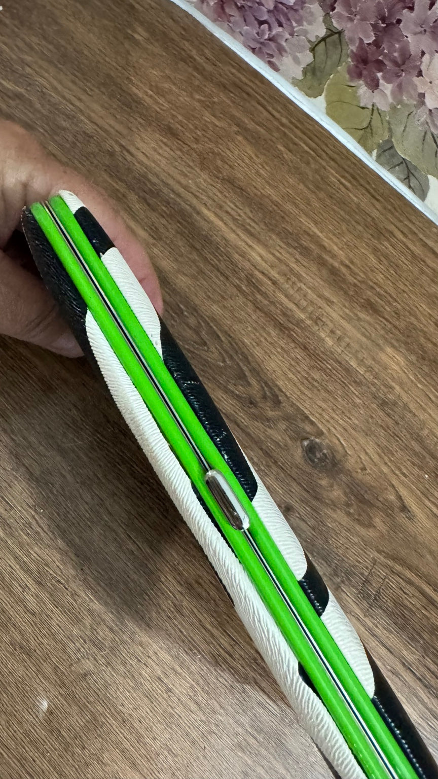 Zebra Print Hard Frame Clutch Wallet with Lime Green Trim