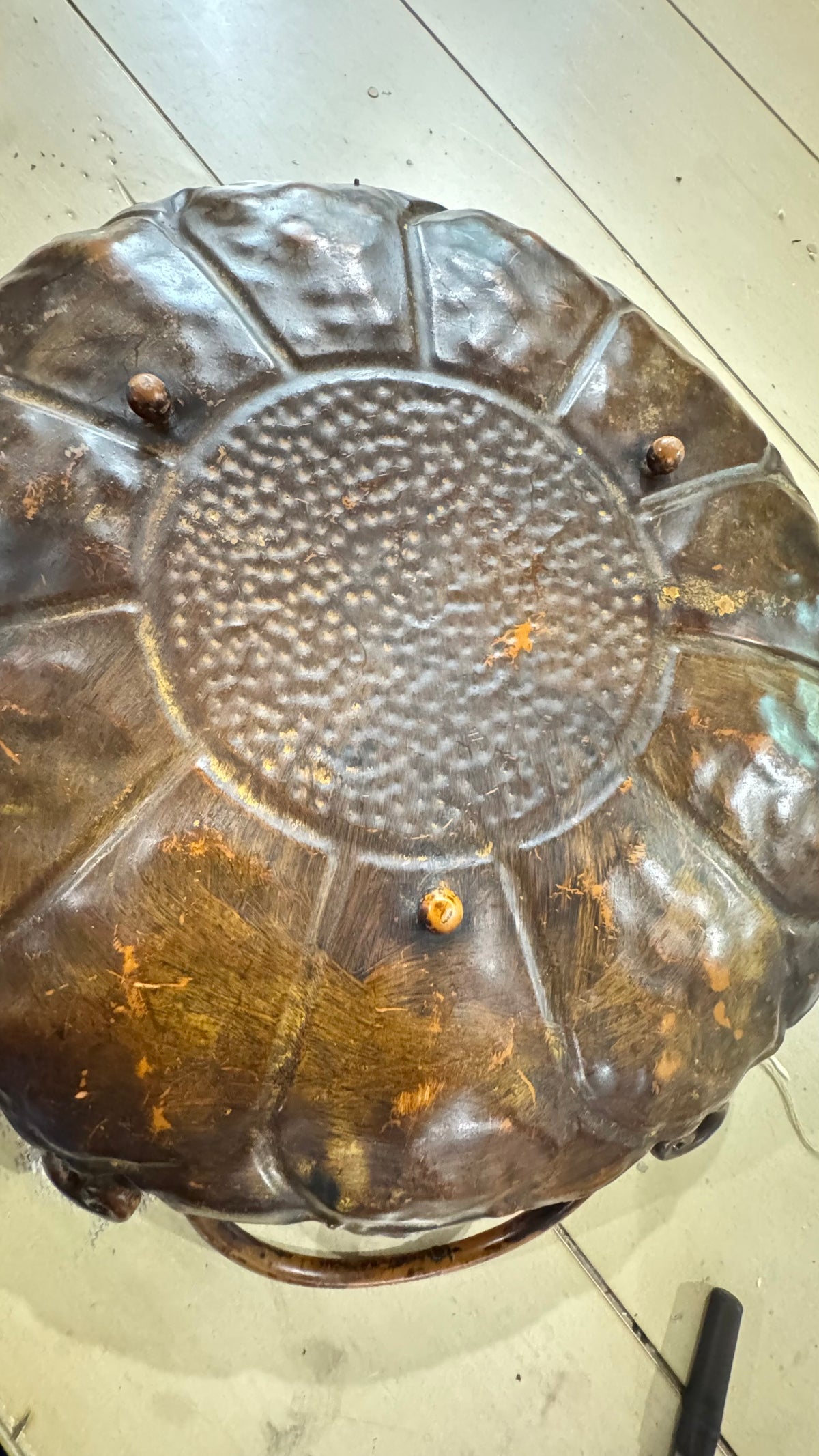 Rustic Metal Sunflower Tray with Scroll Handles