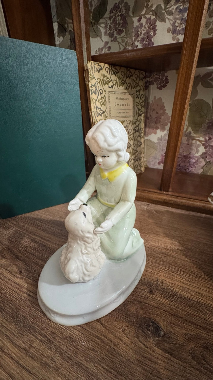 K’s Collection Porcelain Child & Dog Figurine