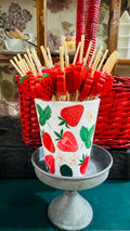 Strawberry Cup with 40 Strawberry Picks – Retro Kitchen Decor