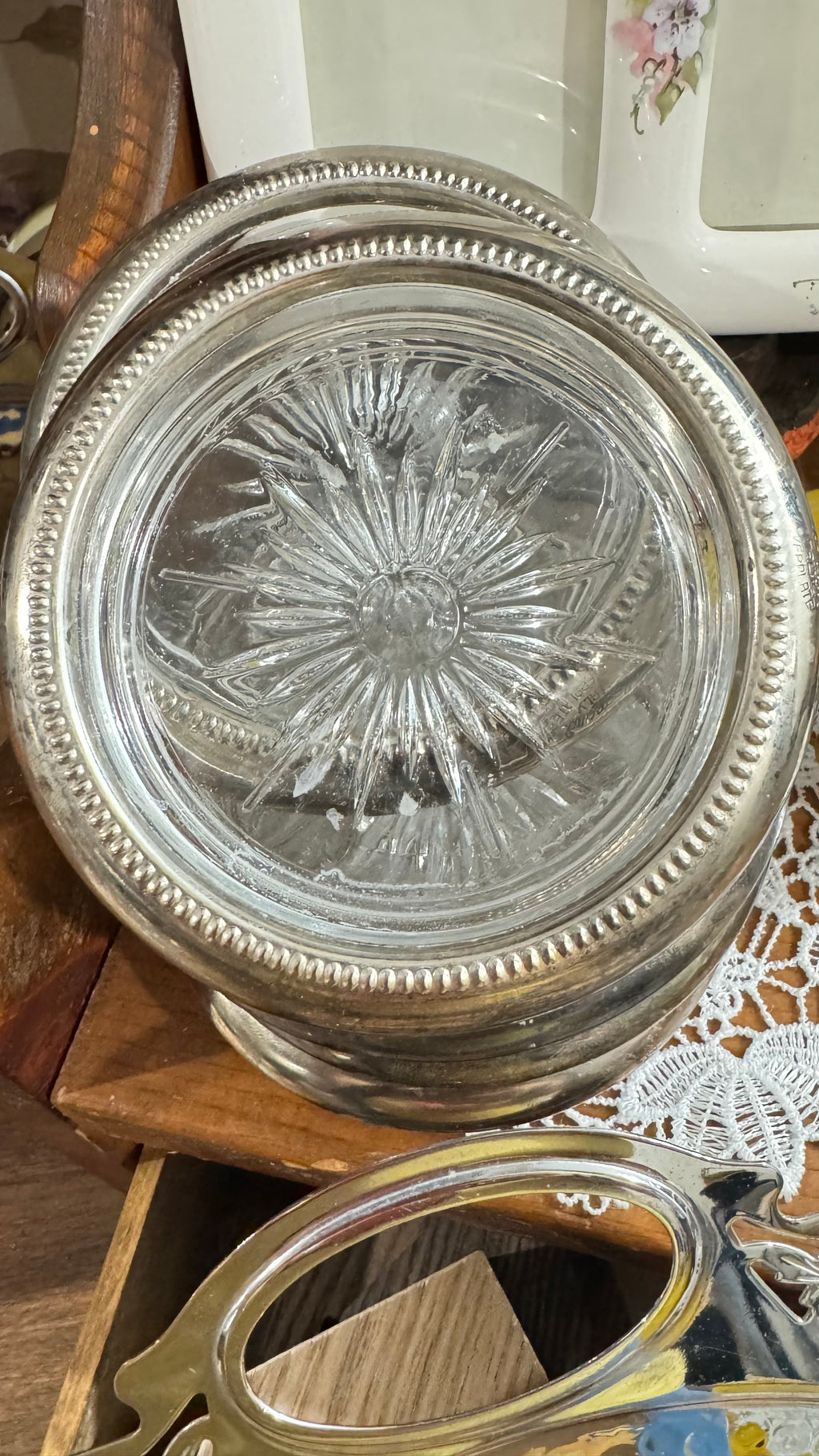 Vintage Leonard Silverplate & Glass Coasters – Set of 5