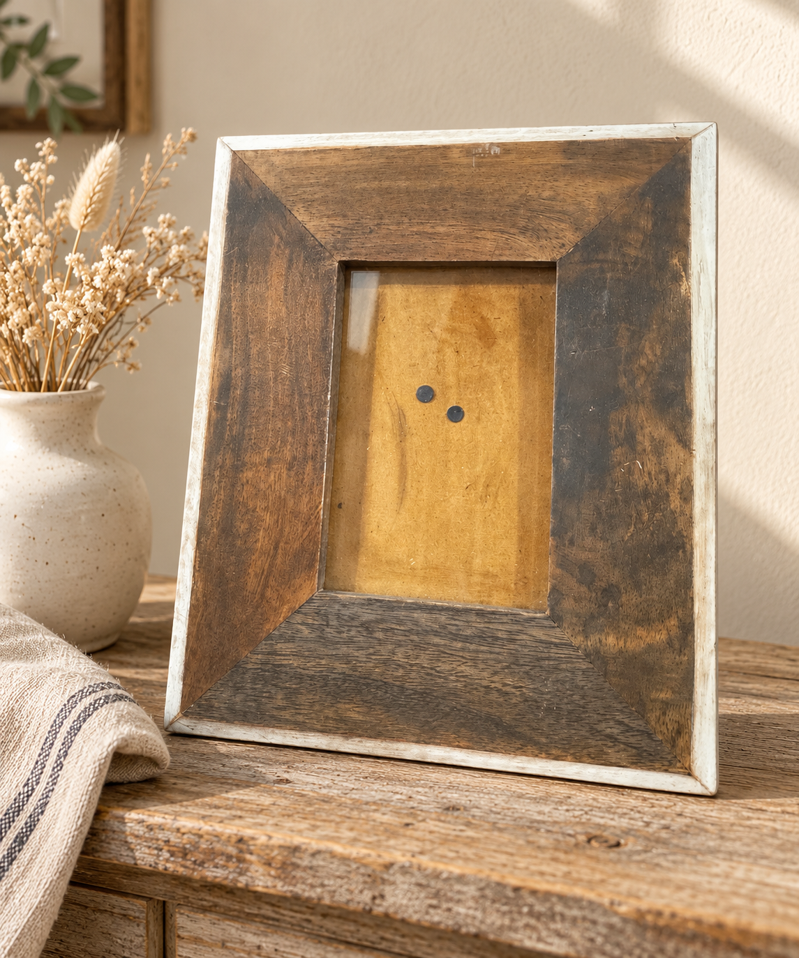 Rustic Wood Picture Frame with Whitewashed Edge –