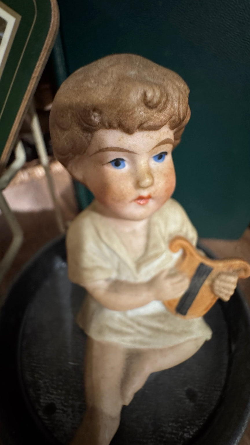 Bisque Boy Musician Figurine with Lyre