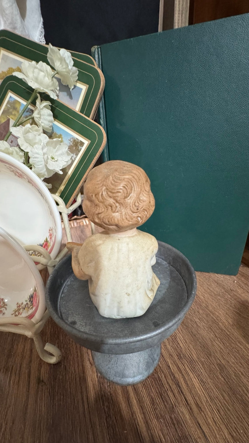 Bisque Boy Musician Figurine with Lyre