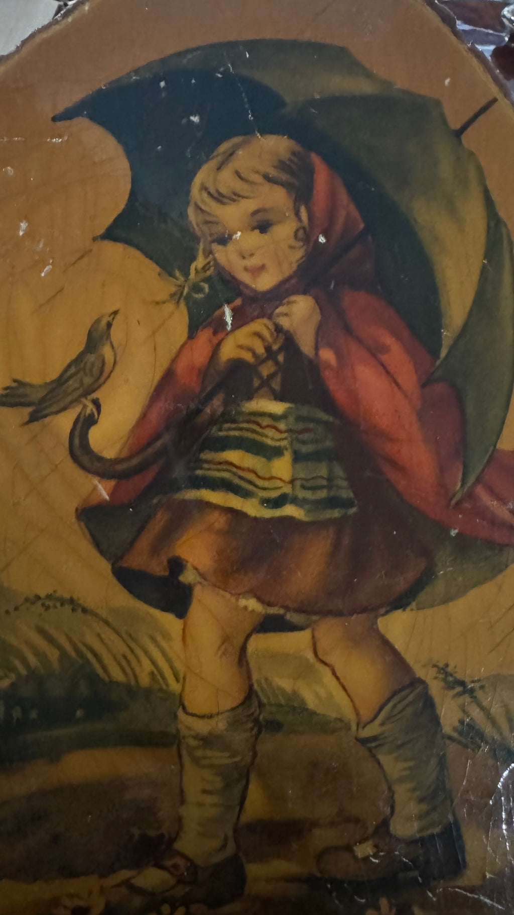 : Vintage RKS Singing in the Rain Wood Slice Plaque