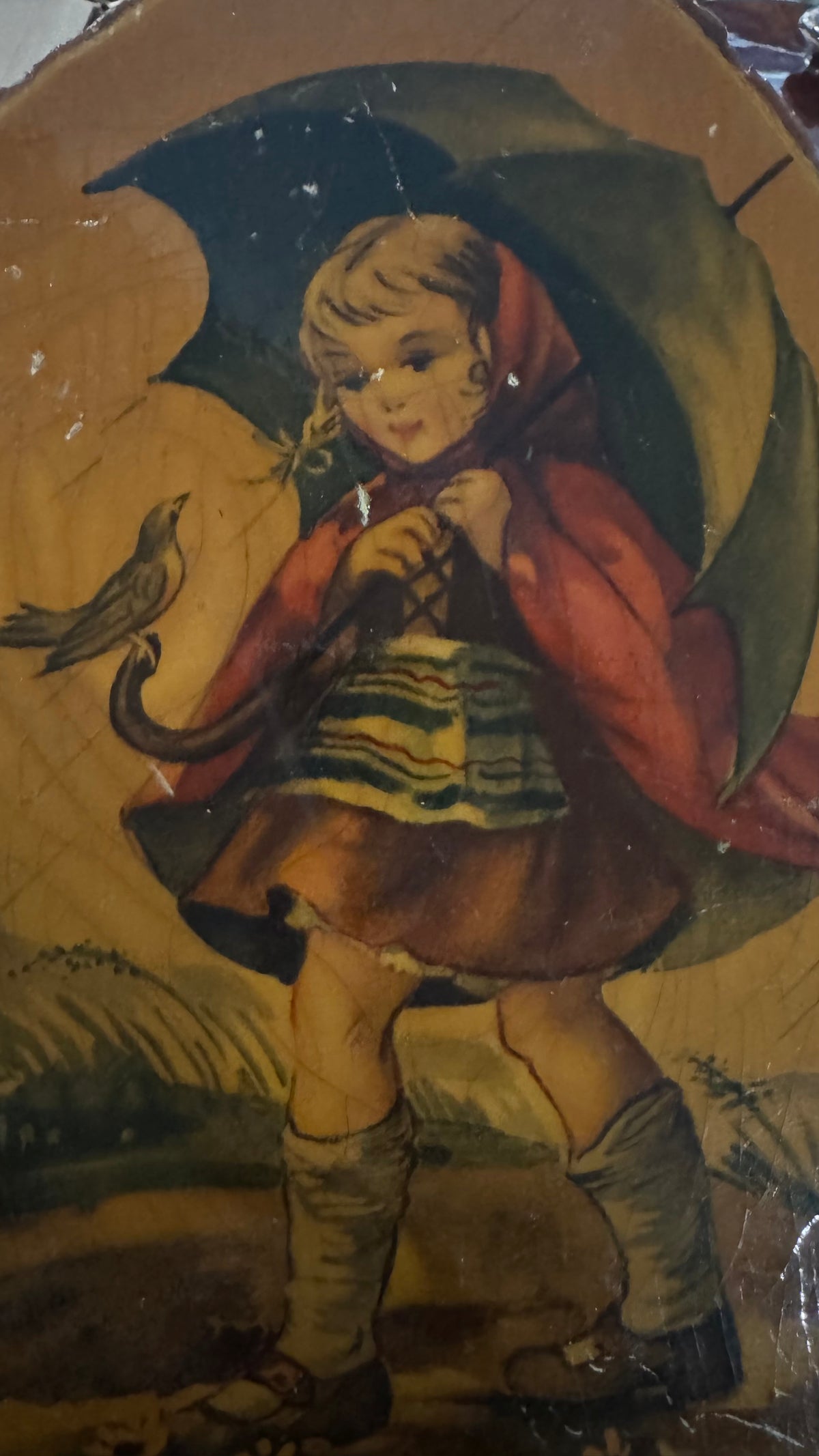 : Vintage RKS Singing in the Rain Wood Slice Plaque