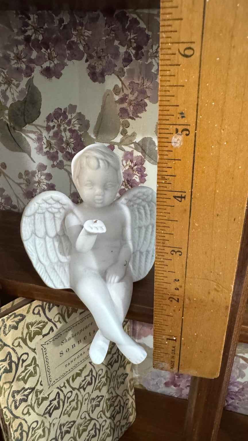 Vintage White Bisque Cherub Angel Shelf Sitter Figurine