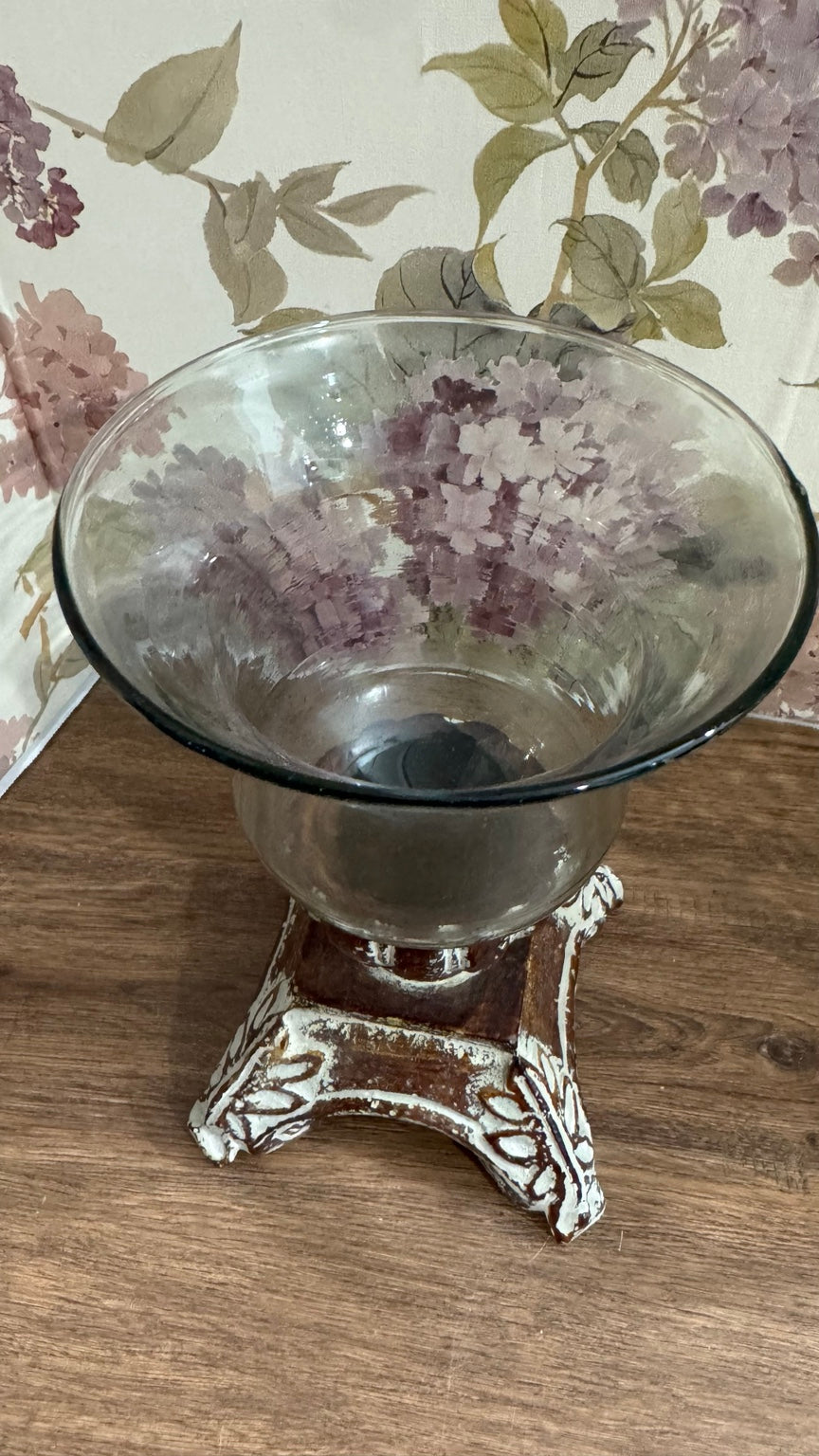 Southern Living at Home Distressed Hurricane Candle Holder / Glass Vase