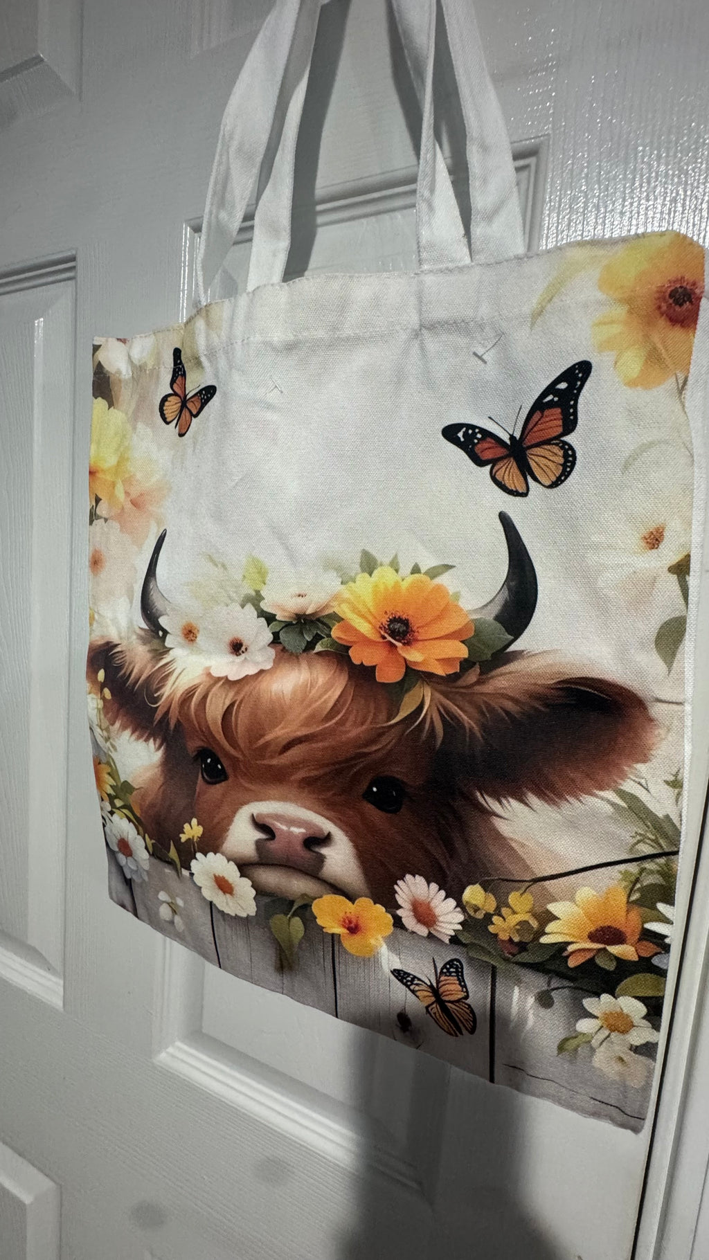Floral Highland Cow Tote Bags – 2 Designs