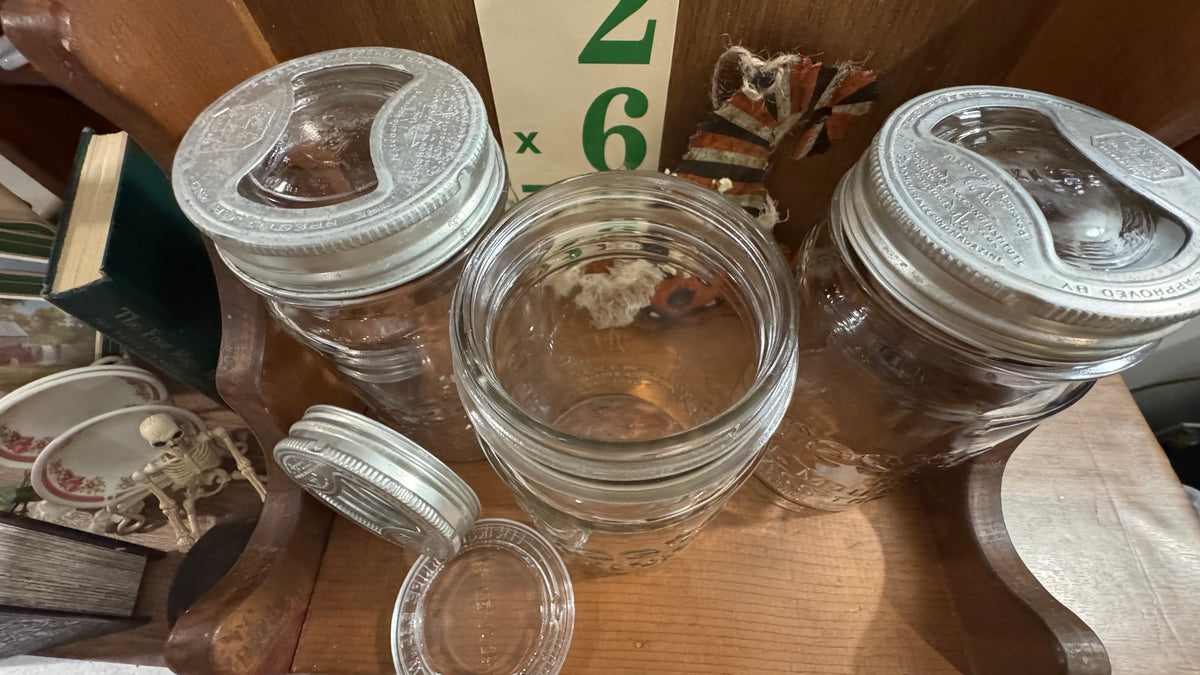 Set of 3 Vintage Presto Glass Canister Jars with Metal/Glass Lids