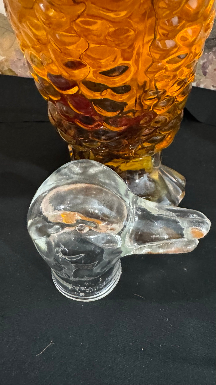 Vintage Duck Glass Decanter with Original Infused Contents & Duck Stopper