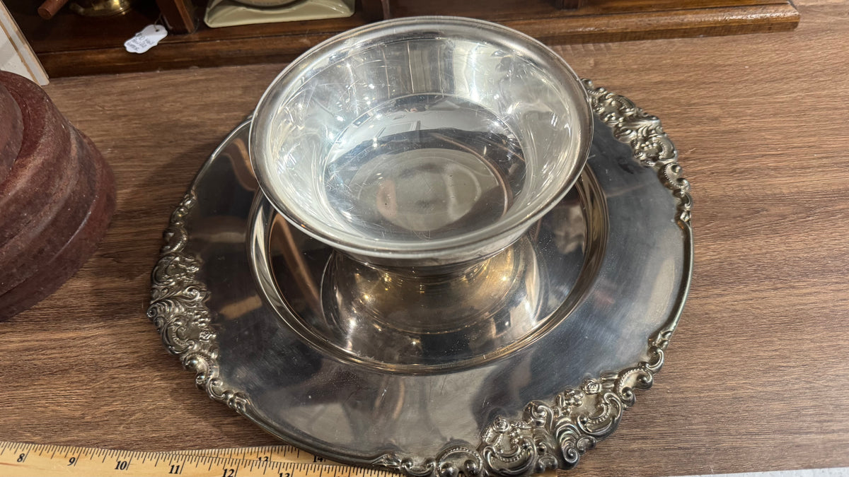 Ornate Silver-Tone Chip & Dip Serving Set – 3 Pieces