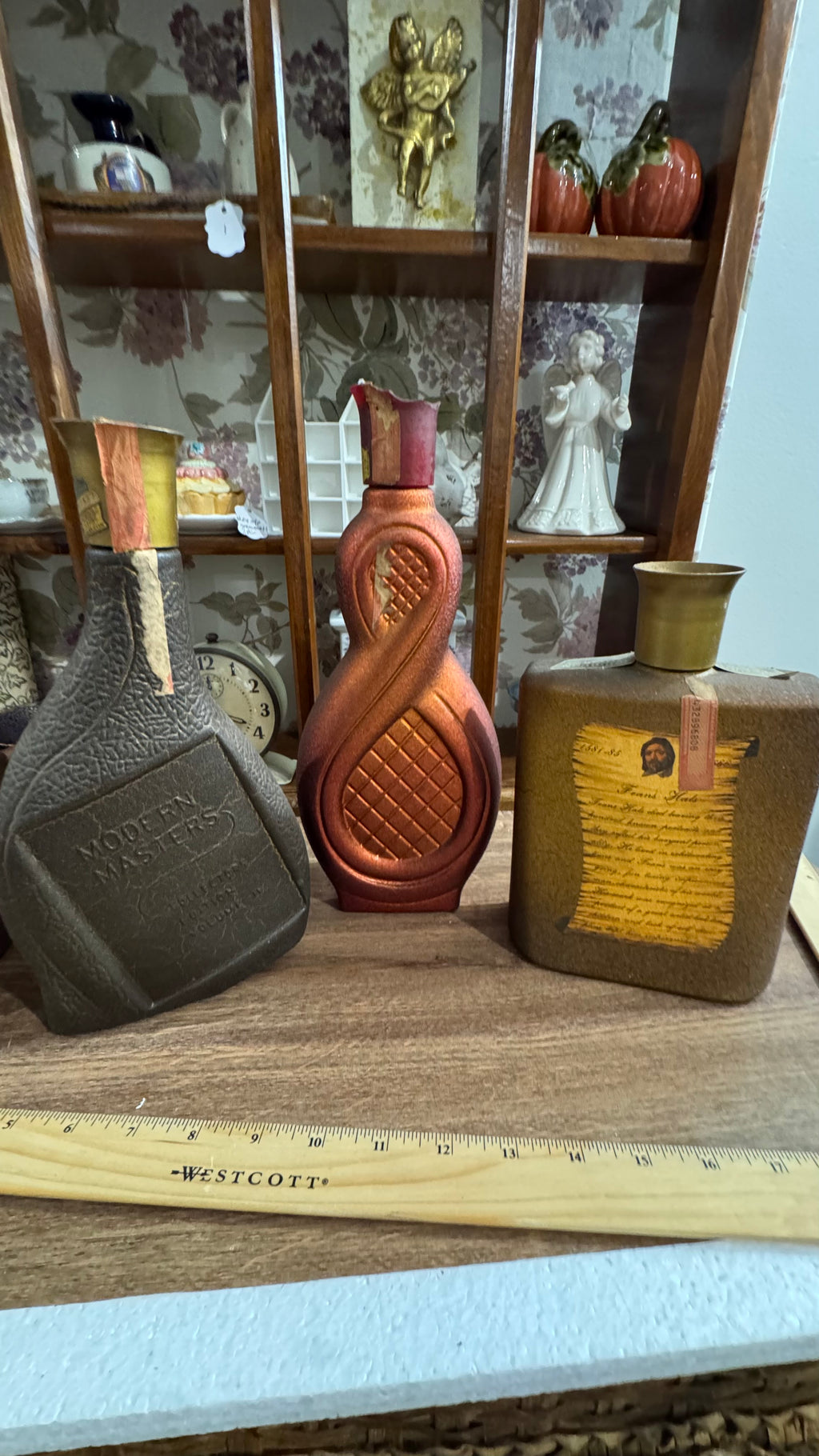 3 Vintage Beam’s Choice Art Decanter Bottles – Home Bar Display – Set