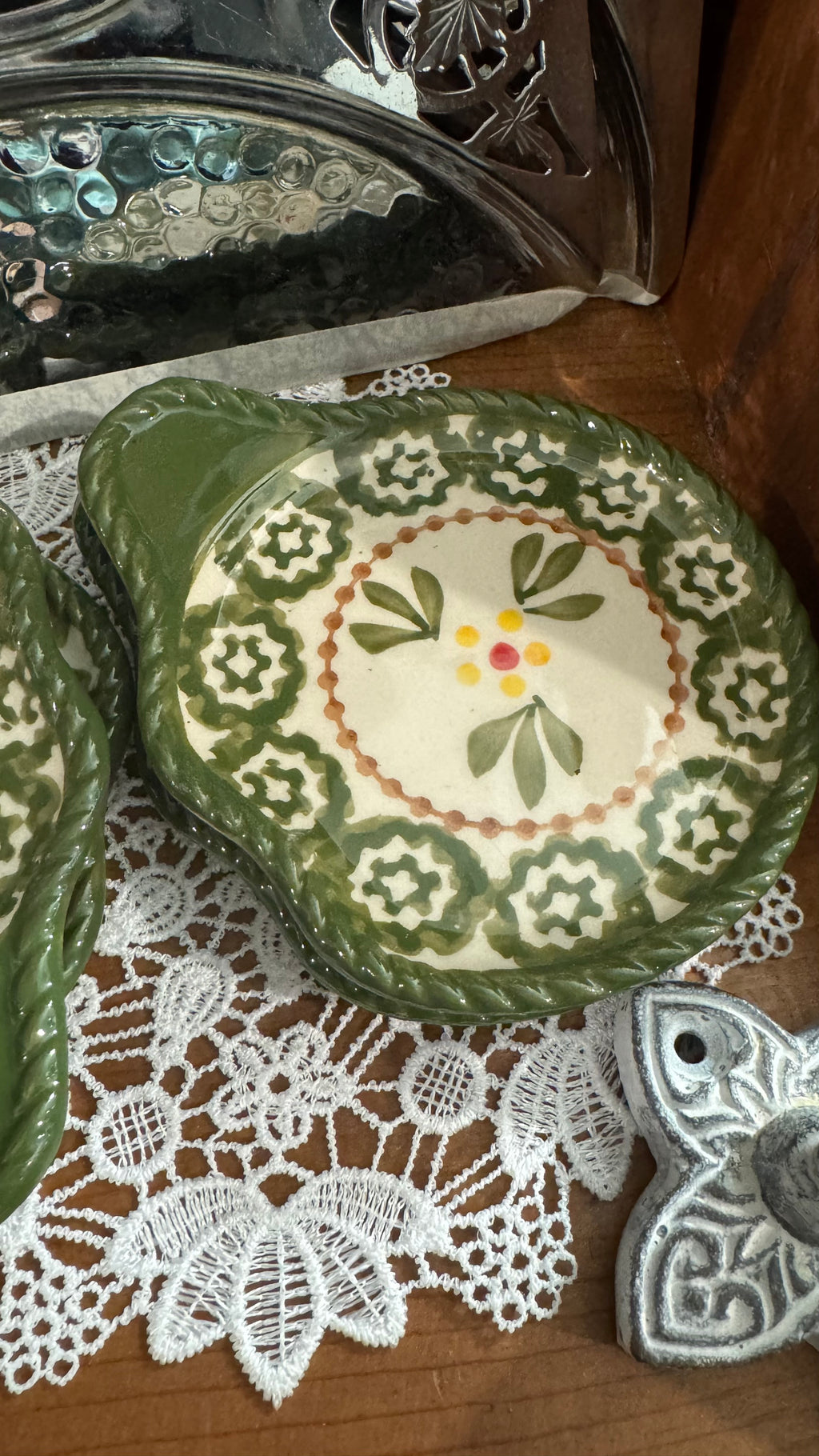 Set of 4 Temp-tations Old World Green Lid-It Plates / Trivets
