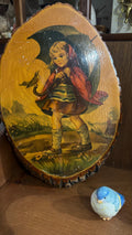 : Vintage RKS Singing in the Rain Wood Slice Plaque