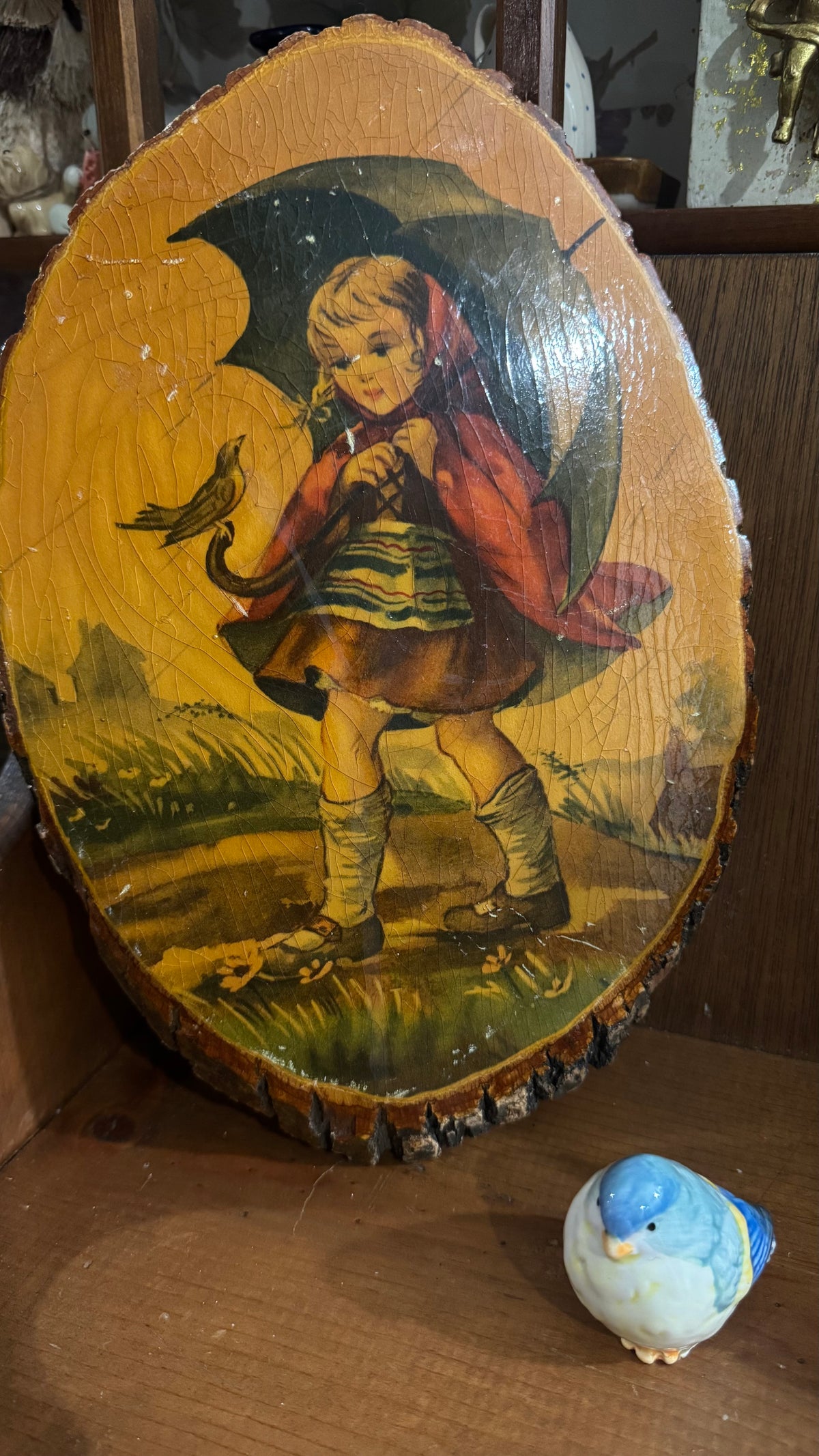 : Vintage RKS Singing in the Rain Wood Slice Plaque