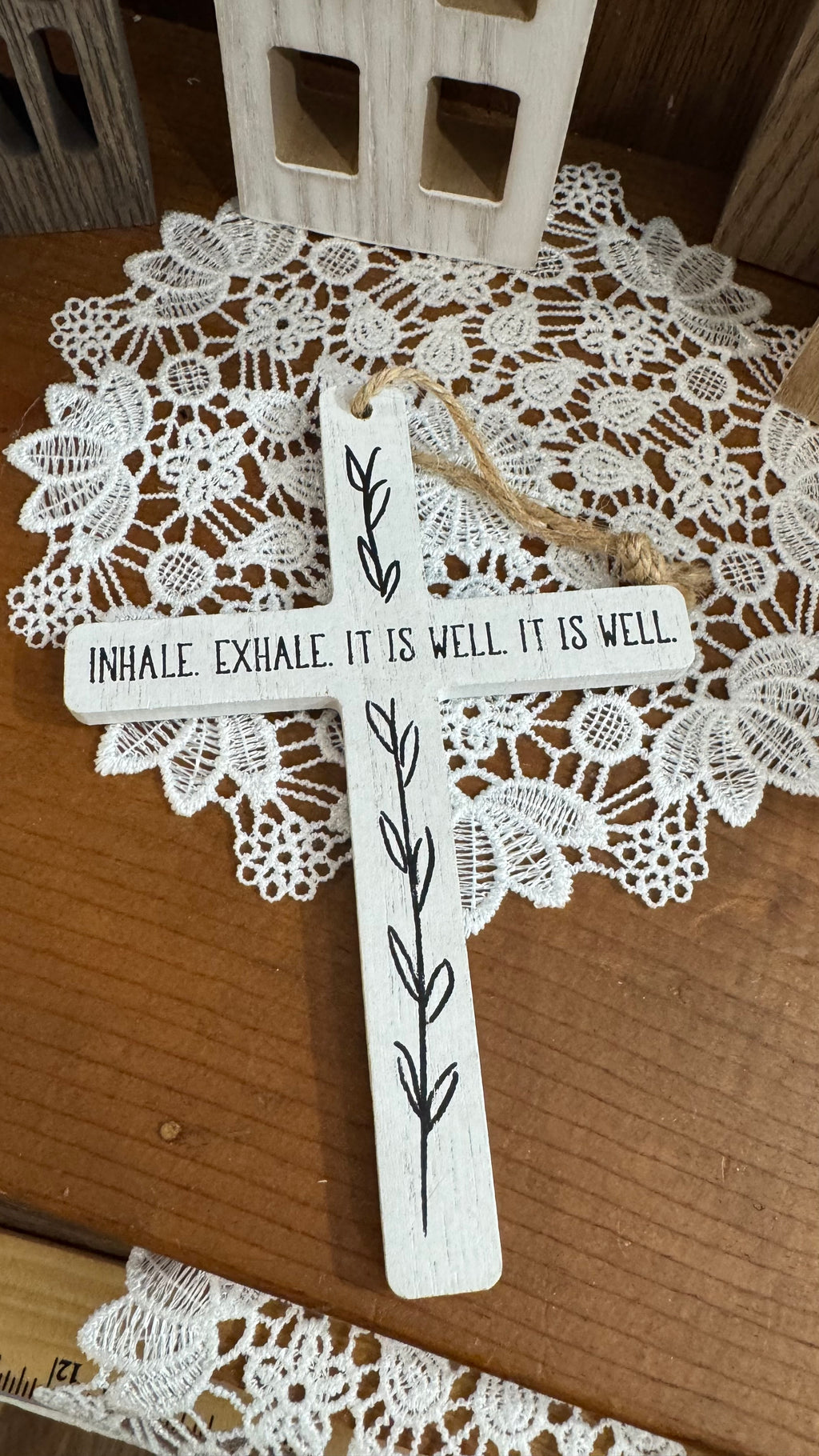 “It Is Well” White Hanging Cross – Farmhouse
