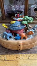 Vintage Dominican Folk Art Noah’s Ark Boat with Animals – Hand Painted