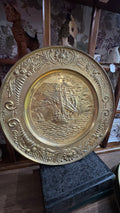 Vintage Brass Wall Plaques Set of 3 – Ship & Portraits