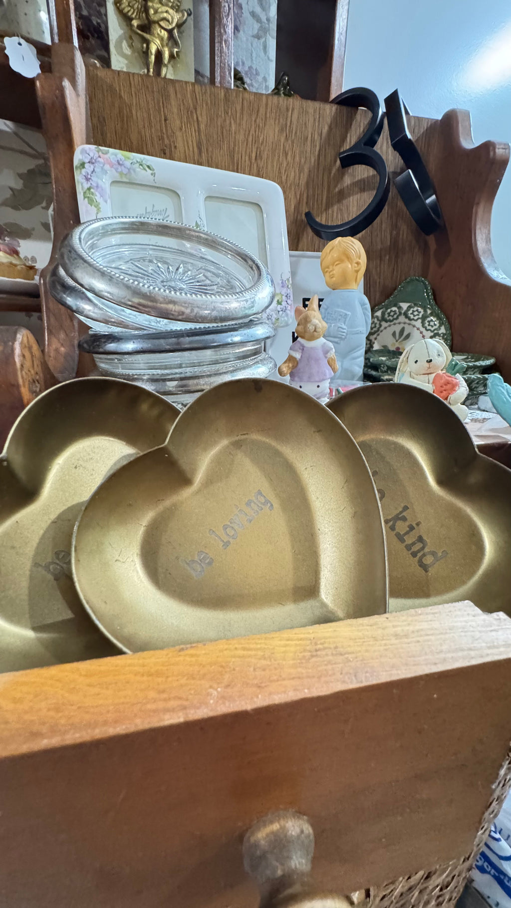 Set of 3 Gold-Tone Heart Trinket Trays – Be Kind, Gentle & Loving