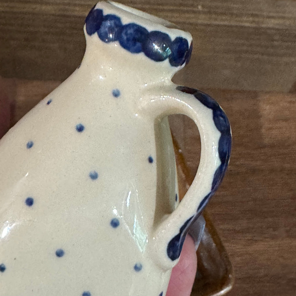 Vintage Anfora Mexico Mini Pottery Pitcher – Blue & White