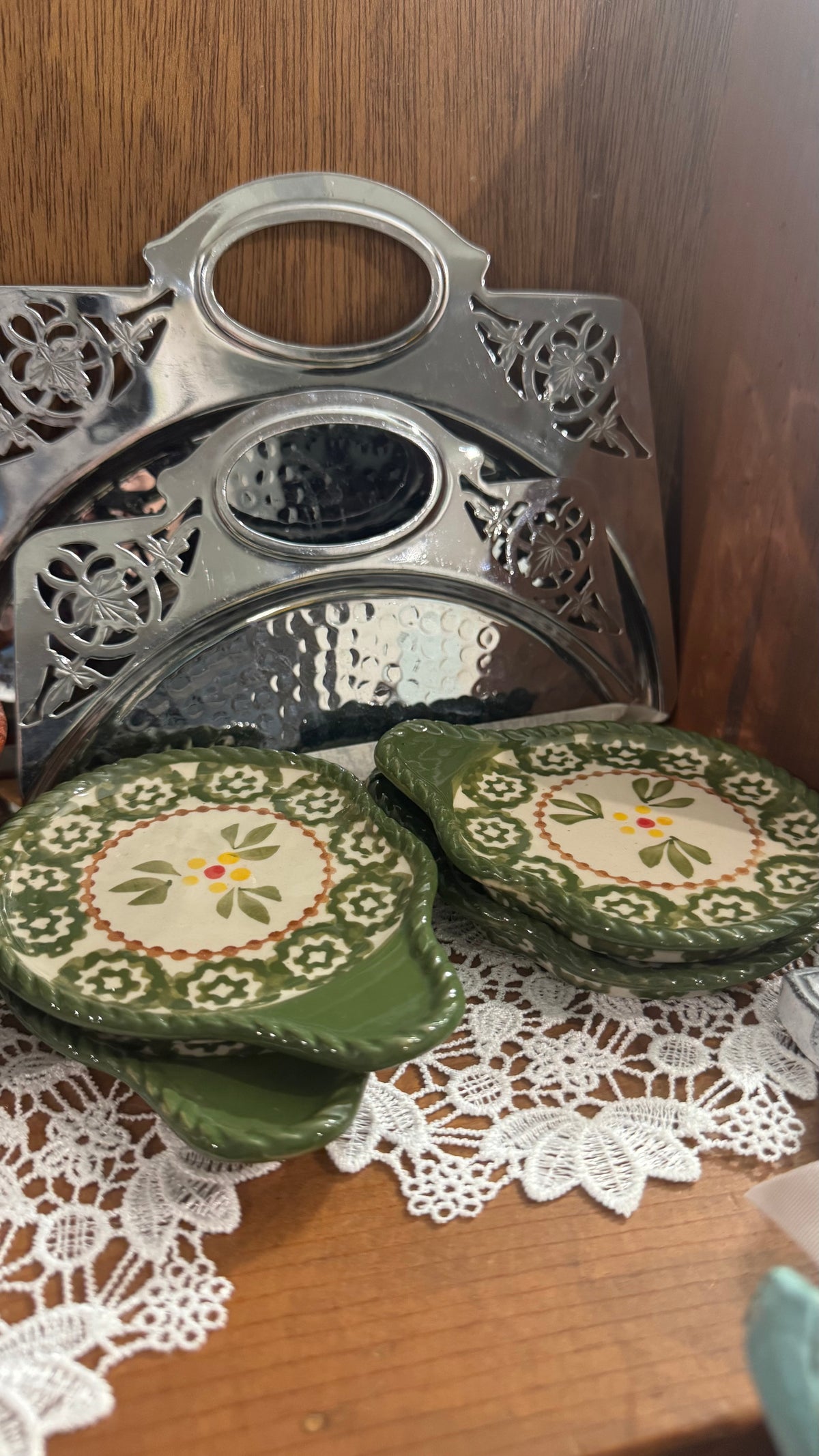 Set of 4 Temp-tations Old World Green Lid-It Plates / Trivets