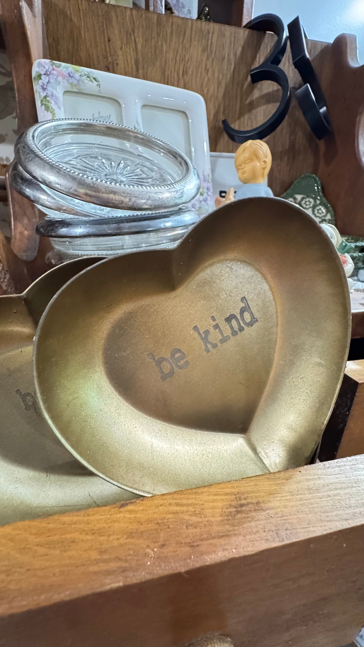 Set of 3 Gold-Tone Heart Trinket Trays – Be Kind, Gentle & Loving