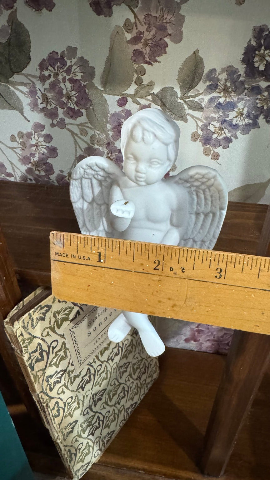 Vintage White Bisque Cherub Angel Shelf Sitter Figurine