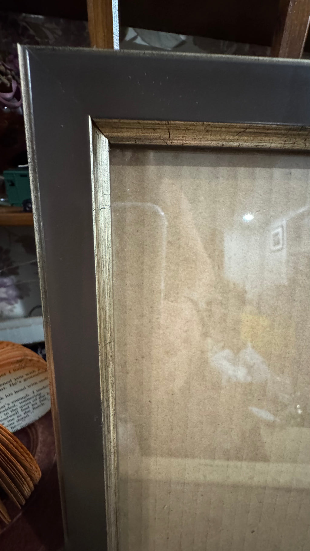 Dark Picture Frame with Antiqued Metallic Trim