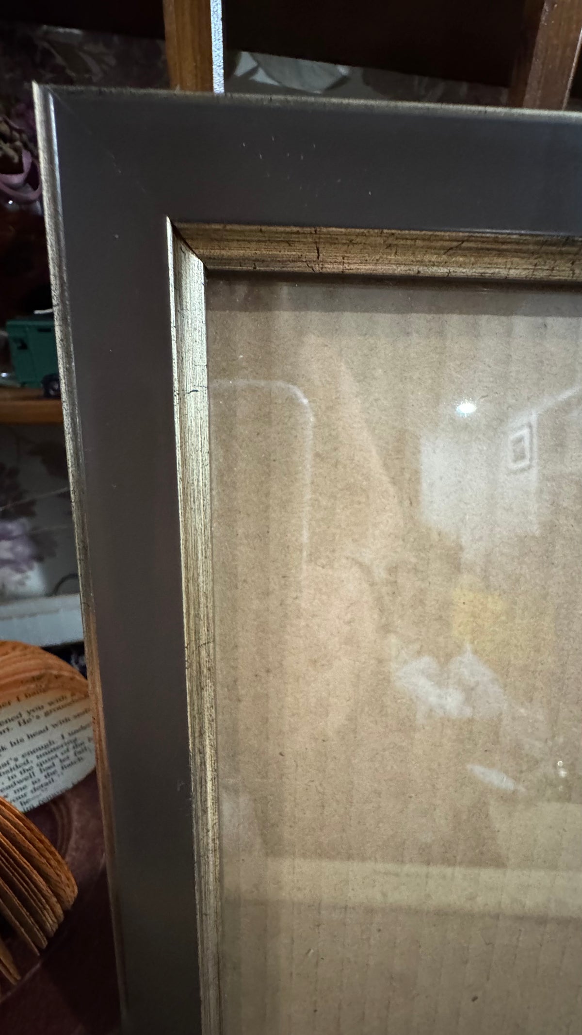 Dark Picture Frame with Antiqued Metallic Trim