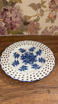 Basic Porcelana Blue White Reticulated Lattice Porcelain Decorative Plate Floral