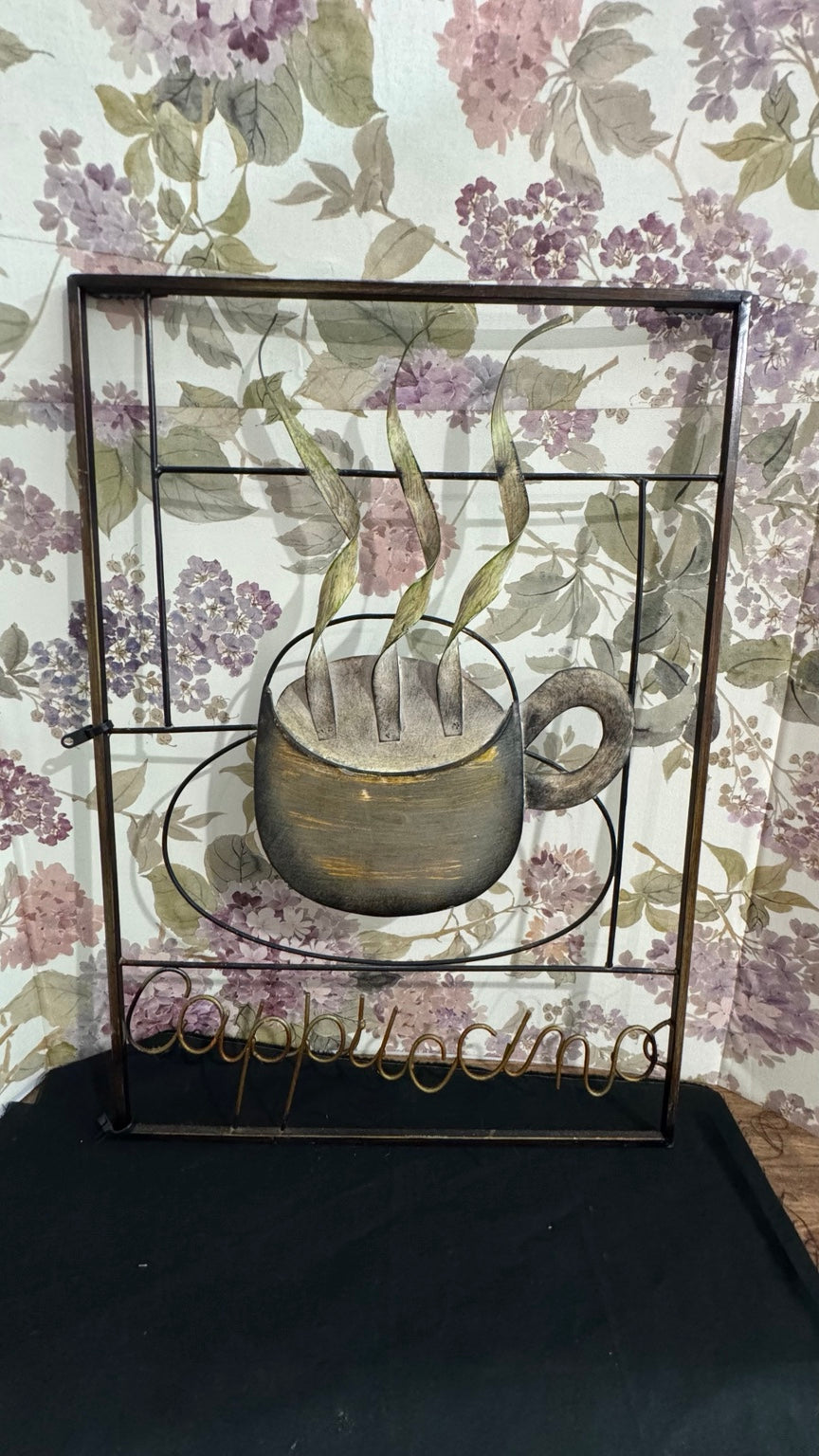 Coffee Bar Wall Décor Set | Café au Lait Framed Print & Cappuccino Metal Wall Art