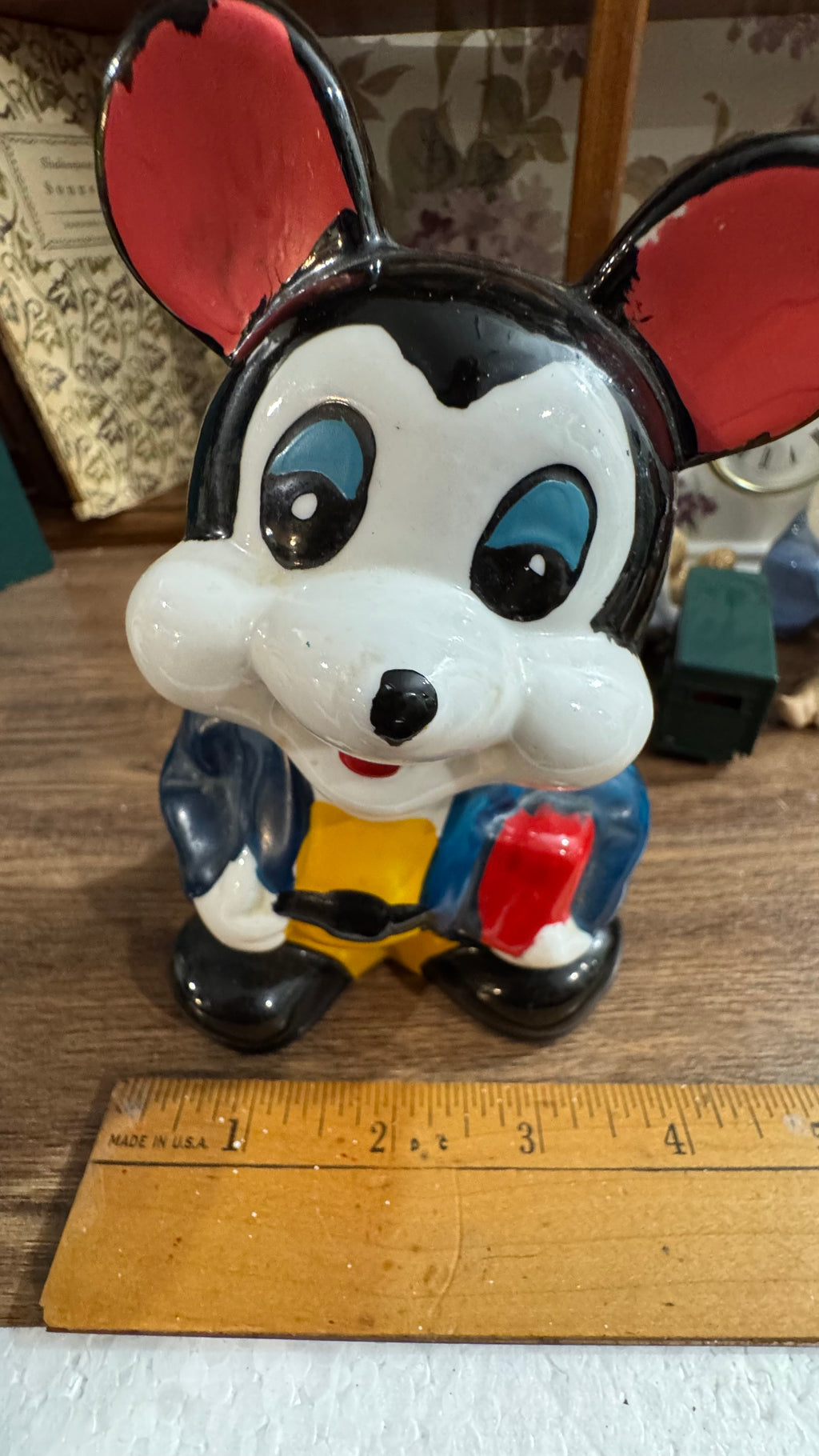 Retro Mickey-Style Ceramic Coin Bank
