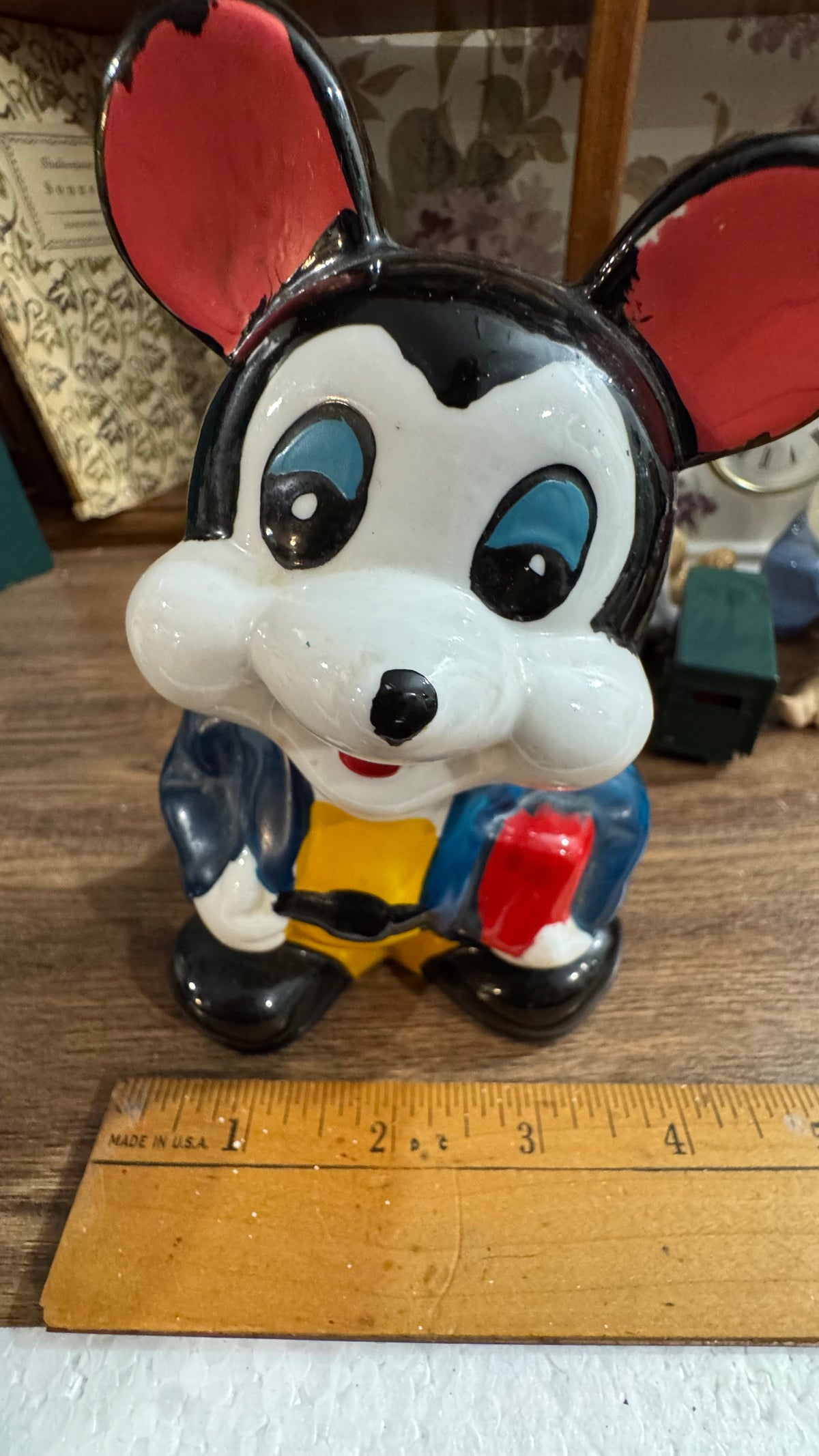 Retro Mickey-Style Ceramic Coin Bank