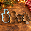 Set of 4 Christmas Cookie Cutters – Snowmen, Mitten & Tree