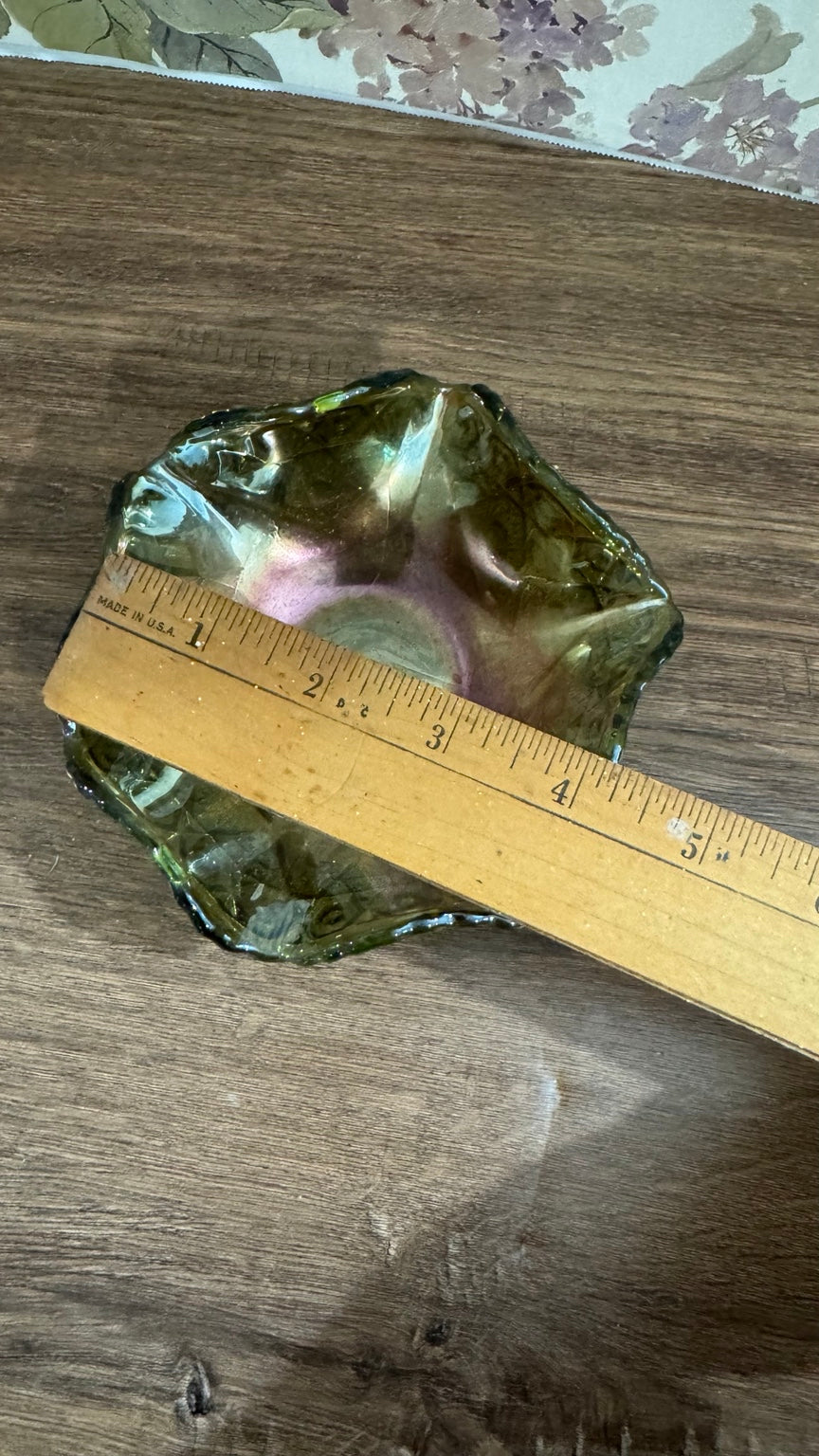 Vintage Olive Green Carnival Glass Star Candy Dish