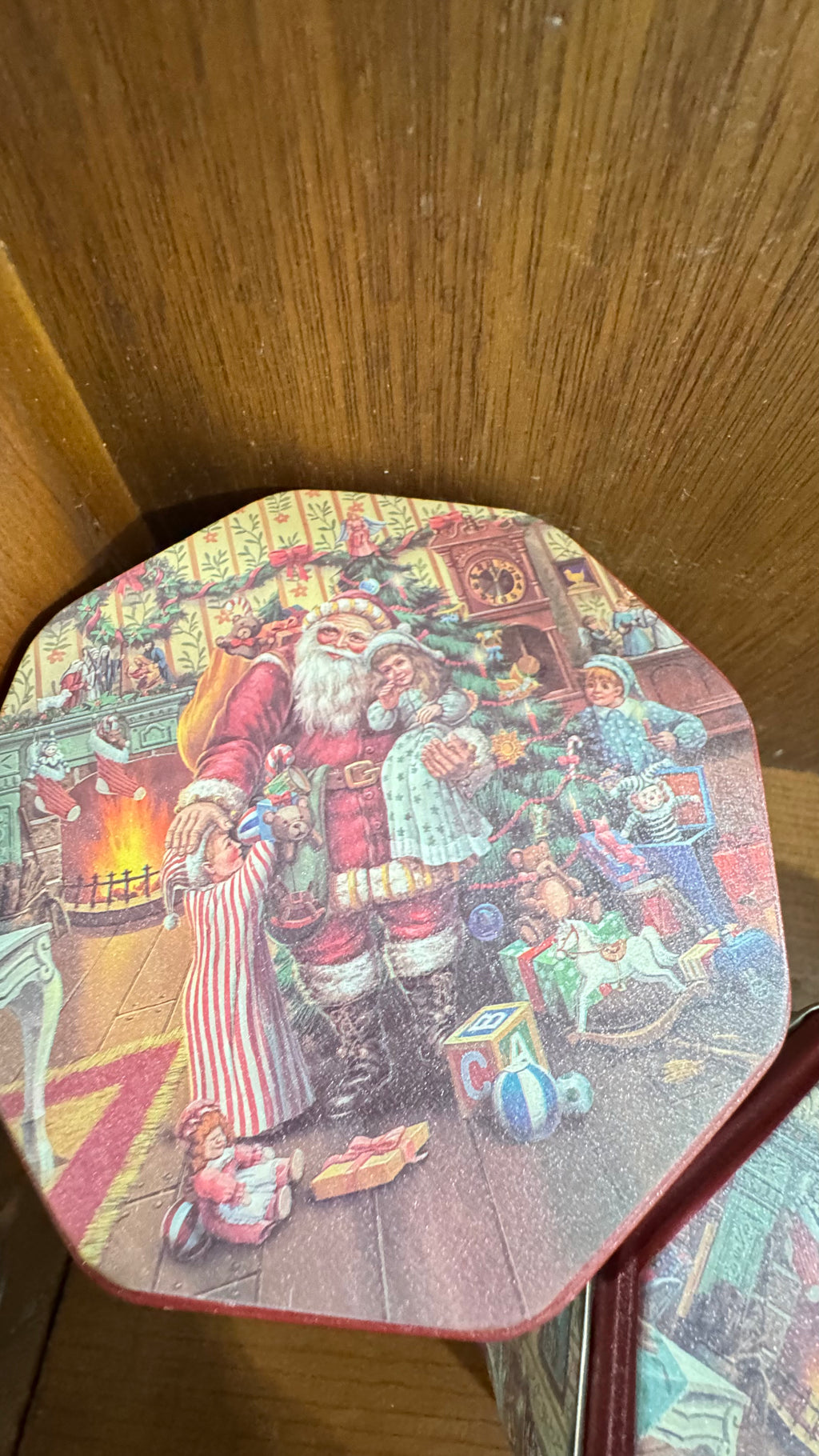 Set of 3 Vintage Santa Nesting Christmas Tins