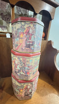 Set of 3 Vintage Santa Nesting Christmas Tins