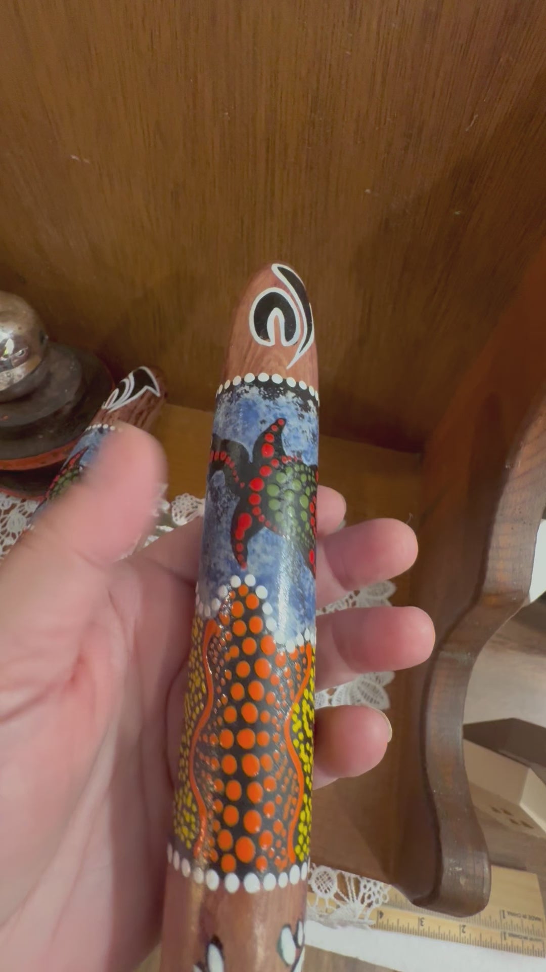 Painted Wooden Clapsticks Pair with Metal Display Stand – 8″